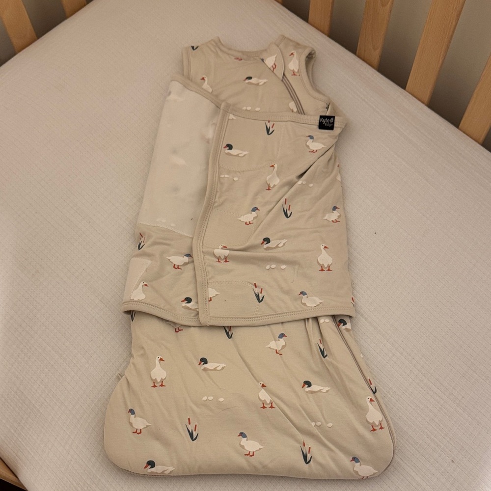 Kids swaddle sleep sack  with Duck Print - Beige